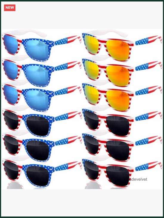 12 Pairs American Flag Sunglasses UV400 4th July Party Favors Patriotic Glasses main image 5